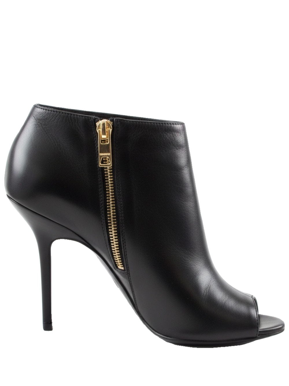 🛍️ Burberry Authentic Black Leather Peep-Toe Stiletto Ankle Boots